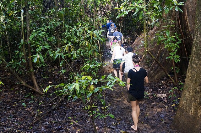 the boat and went for a bare foot trek through the jungle to find him