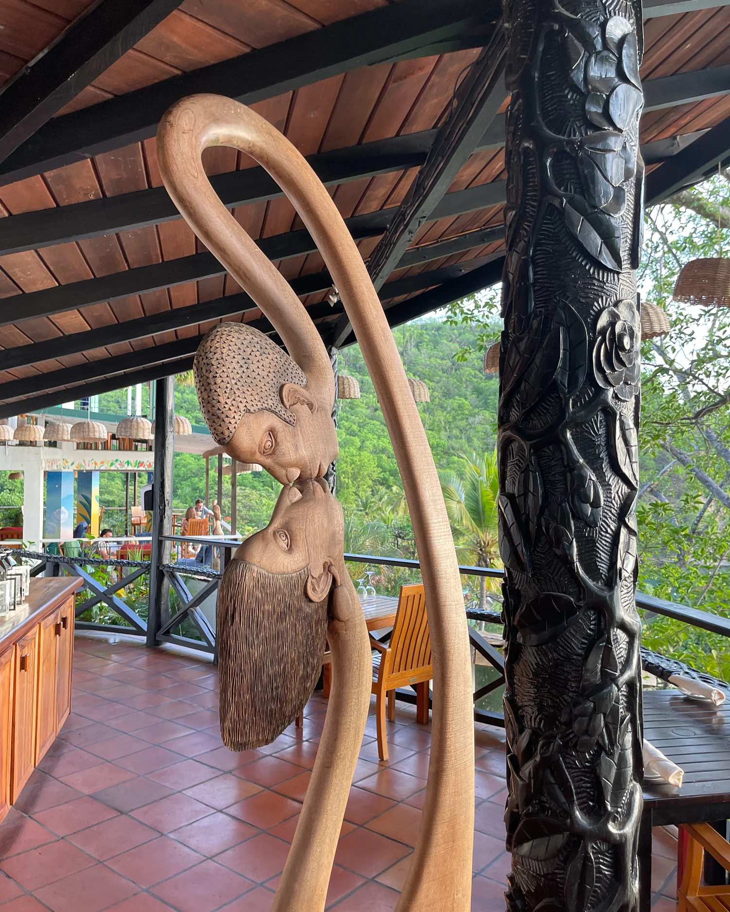 Lawrence Deligny wood carving at Anse Chastenet Saint Lucia Photo Heatheronhertravels.com