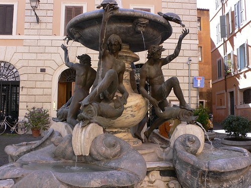 Turtle fountain in Piazza Mattei Rome Italy