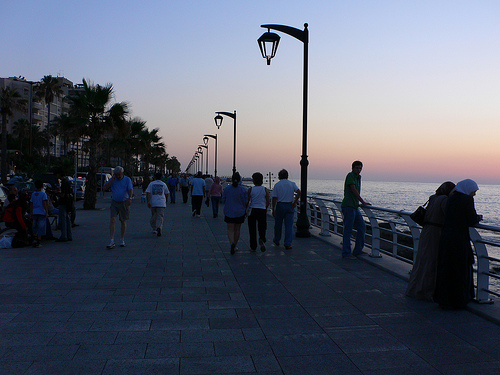 Strolling on the Corniche in Beirut, Lebanon at Sunset