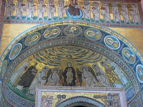 The golden mosaics in the Basilica of Euphrasius, Porec