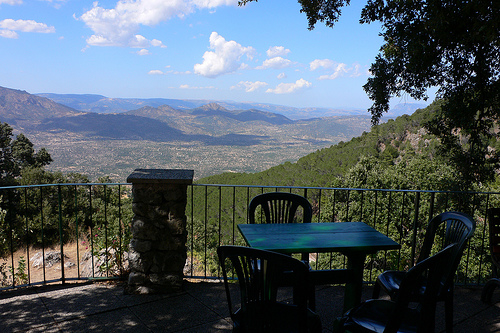 Terrace of the hotel at Monte Maccione, Sardinia