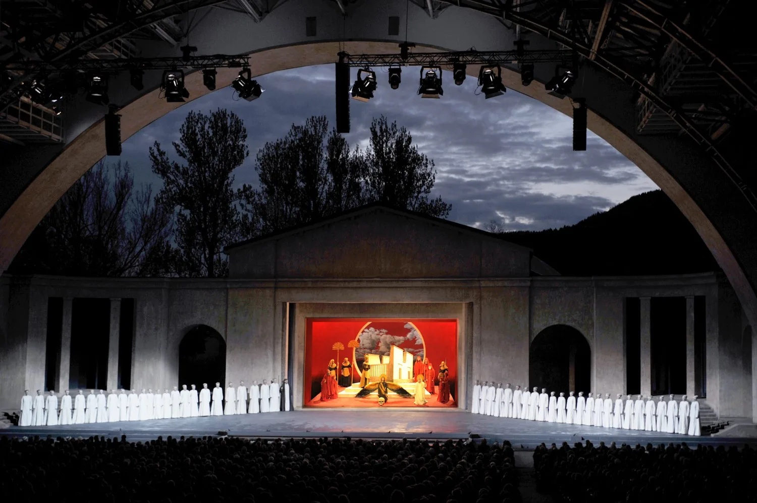 Passion Play Theatre night time Photos: Oberammergau Passion Play 2020