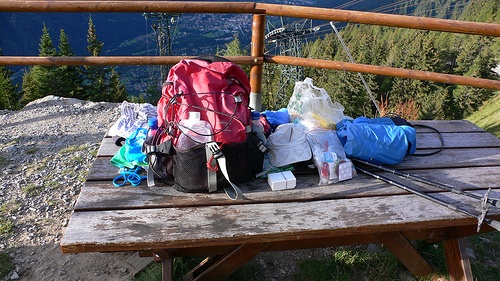 My rucksack unpacked for the Tour de Mont Blanc