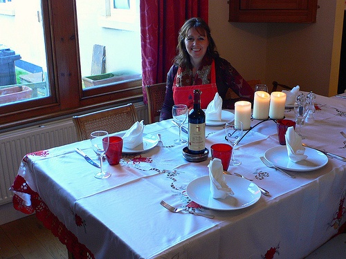 Laying the table for Christmas lunch
