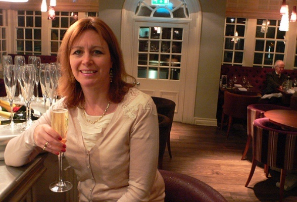 Champagne bar at Waterside Brasserie, Arden Hotel, Stratford-upon-Avon