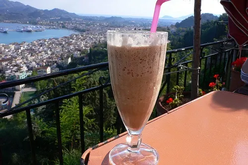 Frappe on the Bohali terrace overlooking Zante town Photo: Heatheronhertravels.com