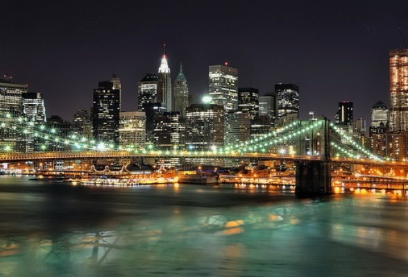 Lower Manhattan at Night from the Manhattan Bridge, NYC