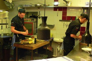 Chefs at work in the open kitchen at Basement in Gothenburg, Sweden Photo: Heatheronhertravels.com