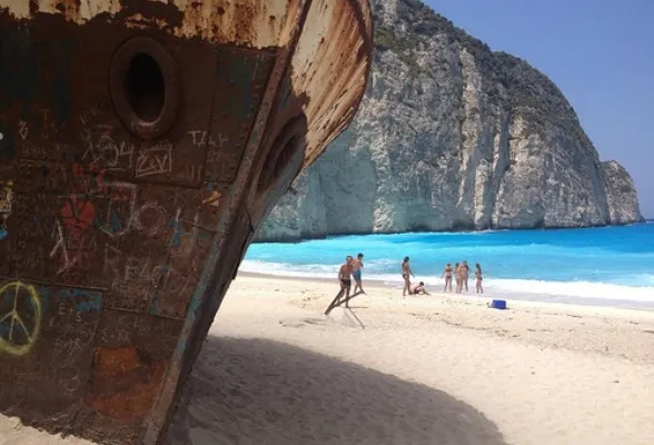 Navagio Beach in Zakynthos Greece