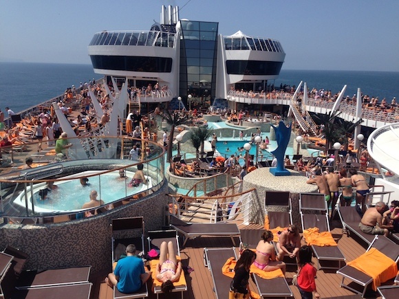 Aqua Park pool area on MSC Splendida in Naples Photo: Heatheronhertravels.com