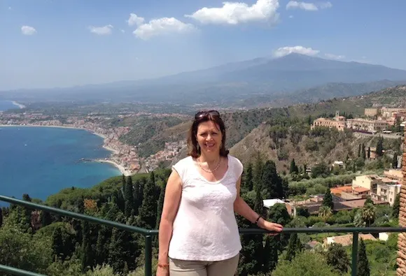 View of Mt Etna from Taormina Photo: Heatheronhertravels.com