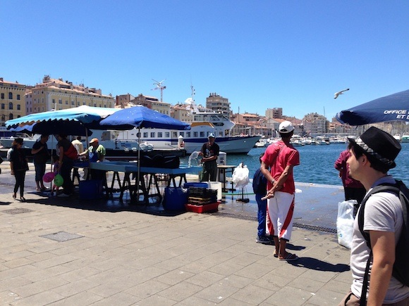 Fish stalls on the quay at Marseille Photo: Heatheronhertravels.com