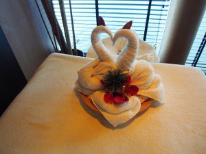 Swan towels in the Aurea spa on MSC Splendida with MSC Cruises