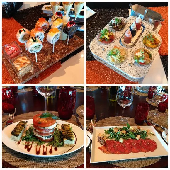 Top: Asian Fusion small dishes in Qisine, Bottom: Tuscan Grille Photo: Heatheronhertravels.com