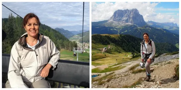 Taking the cable car to the start of Piccolo Cir Via Ferrata in Val Gardena, South Tyrol Photo: Heatheronhertravels.com