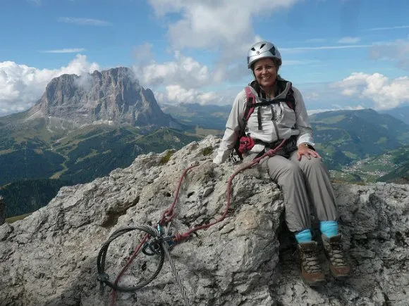 Made it to the top of the Piccola Cir Via Ferrata Photo: Heatheronhertravels.com