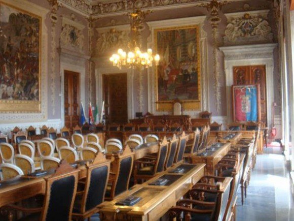 Interior of Town Hall in Cagliari, Sardinia