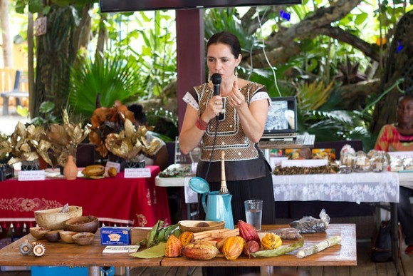 A cookery lesson at the Grenada Chocolate Festival