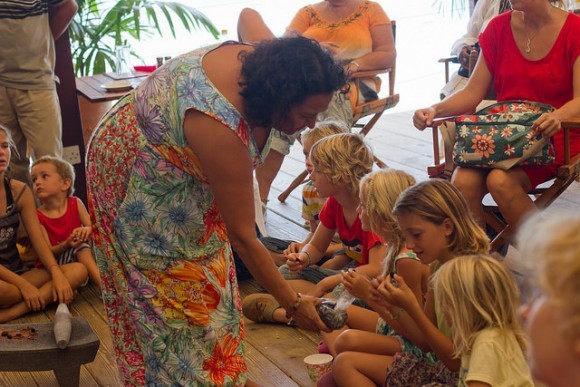 Learning about chocolate at the Grenada Chocolate Festival