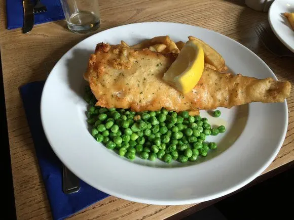 Fish and Chips at the Plume of Feathers in Portscatho, Cornwall Photo: Heatheronhertravels.com