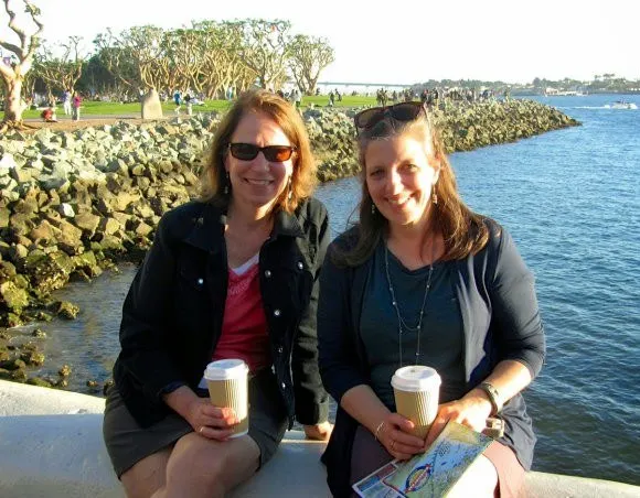 Stopping for coffee at Seaport Village, San Diego
