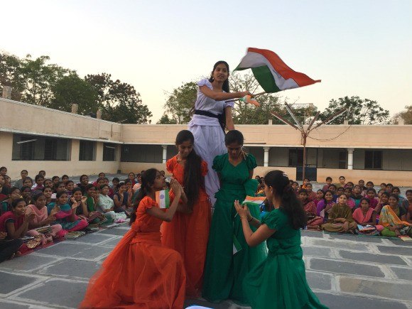 Girls at St Anne's school Ananthapur dance a patriotic Indian dance Photo: Heatheronhertravels.com