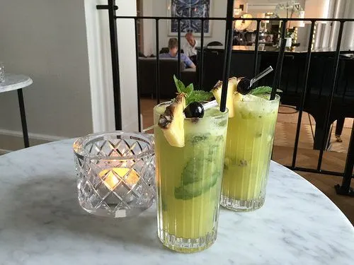 Healthy juice cocktails at Kurhotel Skodsborg, Copenhagen Photo: Heatheronhertravels.com