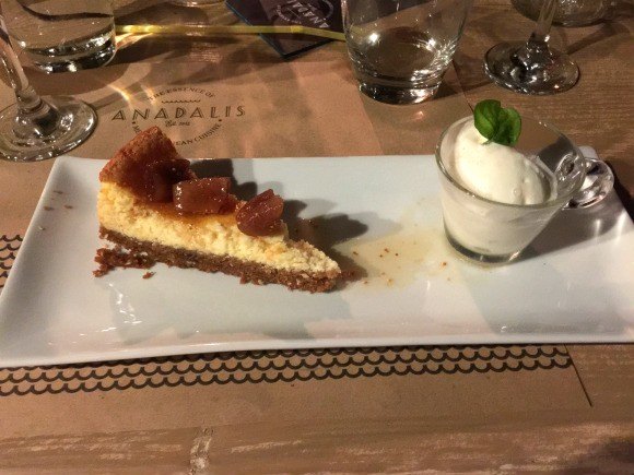 Greek cheesecake with Kaimaki ice cream at Anadalis Photo: Heatheronhertravels.com