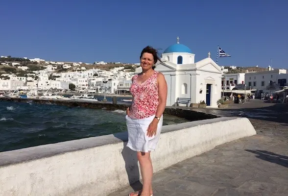 Heather in the Harbour of Mykonos, Greece