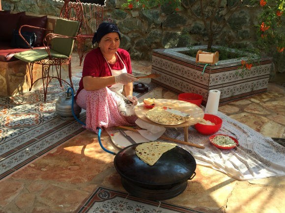 The cook prepares Gozleme for us in Turkey Photo: Heatheronhertravels.com