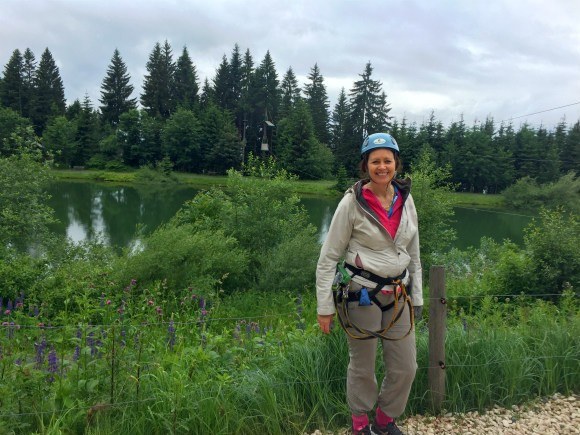 Heather fitted with climbing harness at Hornpark, Wilder Kaiser Photo: Heatheronhertravels.com