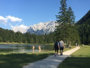 Swimmers in Lake Above Mittenwald Germany