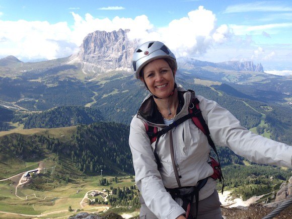 Climbing the Piccolo Cir Via Ferrata in Val Gardena South Tyrol Photo: Heatheronhertravels.com