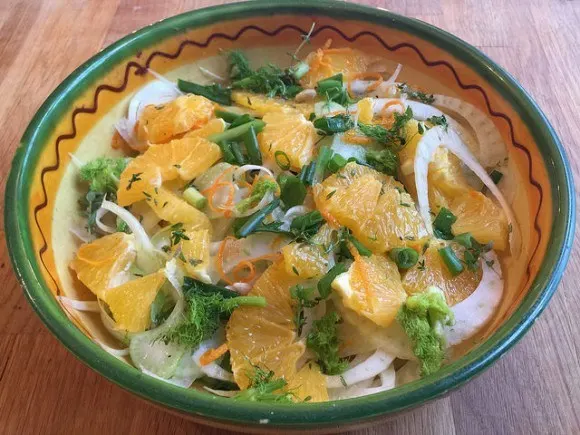 Shaved Fennel salad with clementines and capers from the Traveller's Table Photo: Heatheronhertravels.com