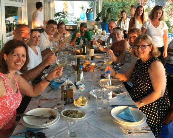 Eating out on Santorini with Azamara Club Cruises Photo: Heatheronhertravels.com