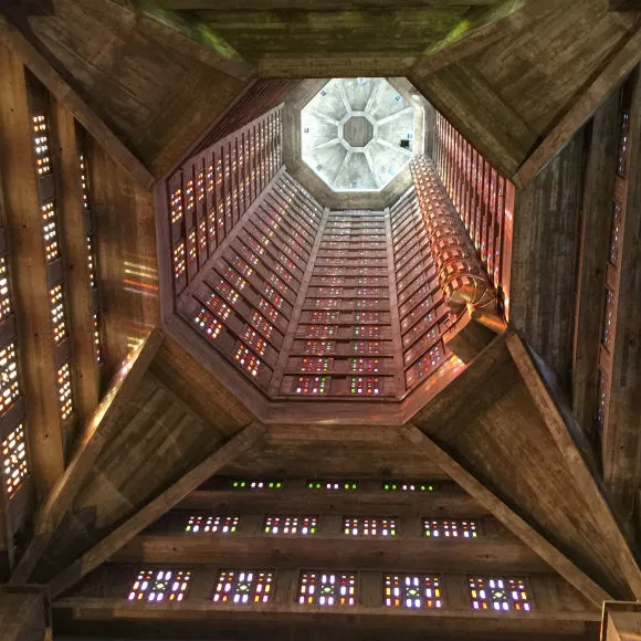 Spire of St Joseph's Church in le Havre in Normandy Photo: Heatheronhertravels.com