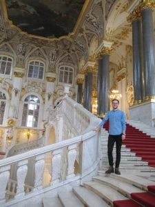 Nick on the grand staircase of the Hermitage Heatheronhertravels.com