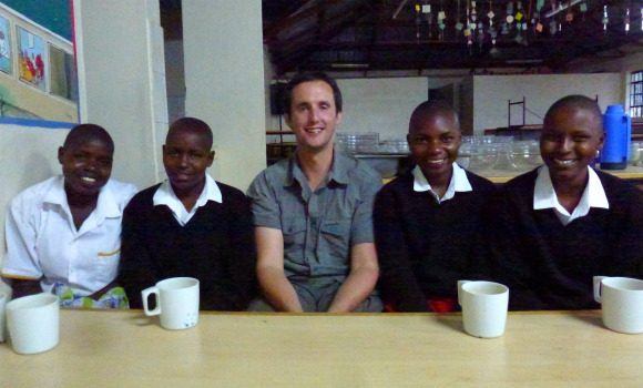 Mark with Kisaruni pupils