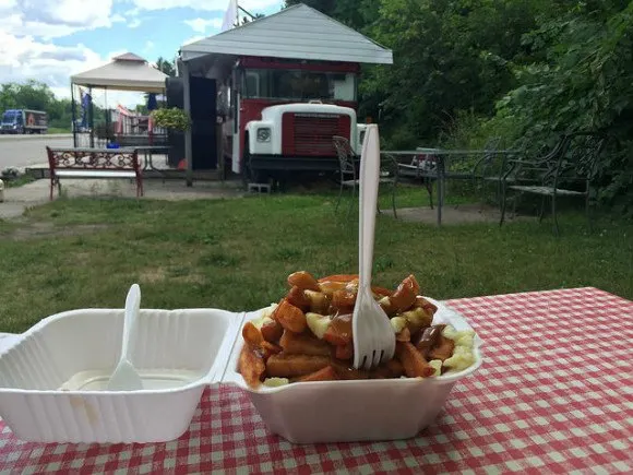 Poutine at a roadside stop in Ontario Canada Photo: Heatheronhertravels.com