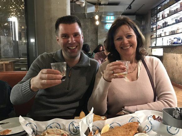 Heather and Erik at Wild Beer in Wapping Wharf Photo: Heatheronhertravels.com