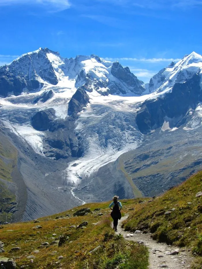 Hiking in St Moritz - The breathtaking view of the Tschierva Glacier. Hiking in St Moritz Photo © 2018 • The Artful Passport