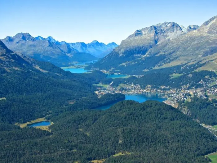 Upper Engadine lakes as seen from Muottas Muragl. Hiking in St Moritz Photo © 2018 • The Artful Passport