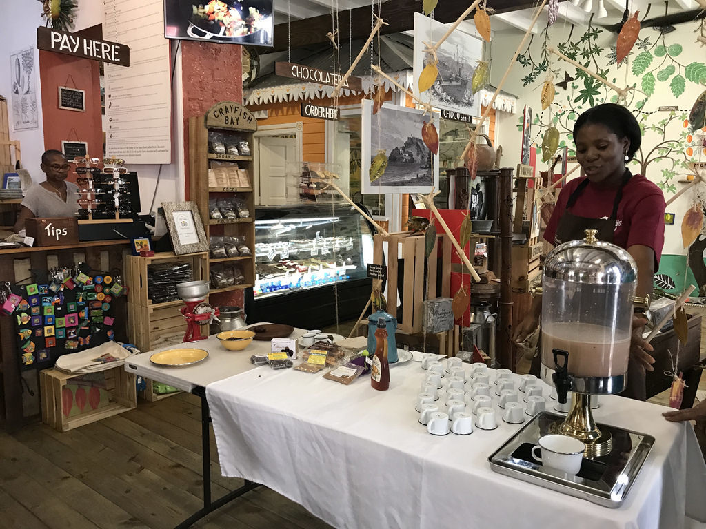 Cocoa tea at House of Chocolte for Grenada Chocolate fest