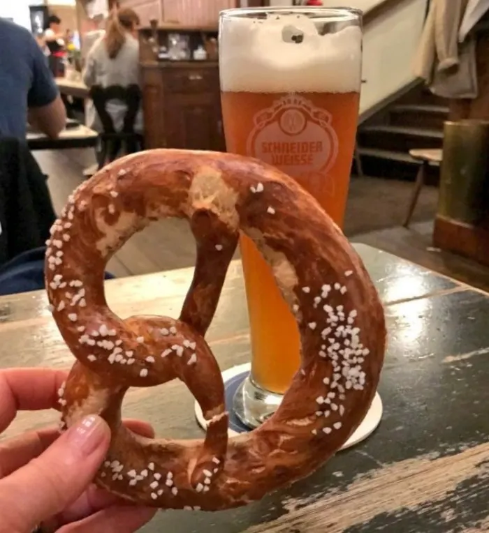 What to eat in Munich - Pretzel and Beer in Munich Photo Heatheronhertravels.com