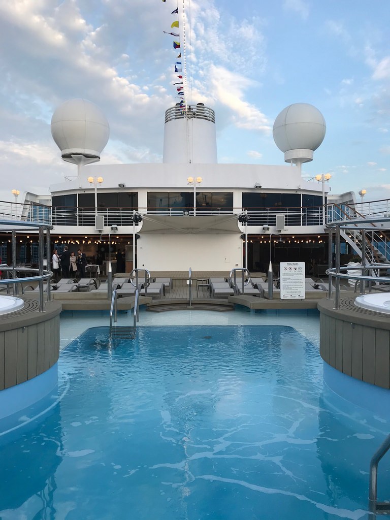 Small luxury cruises - Azamara Pursuit pool area Photo Heatheronhertravels.com