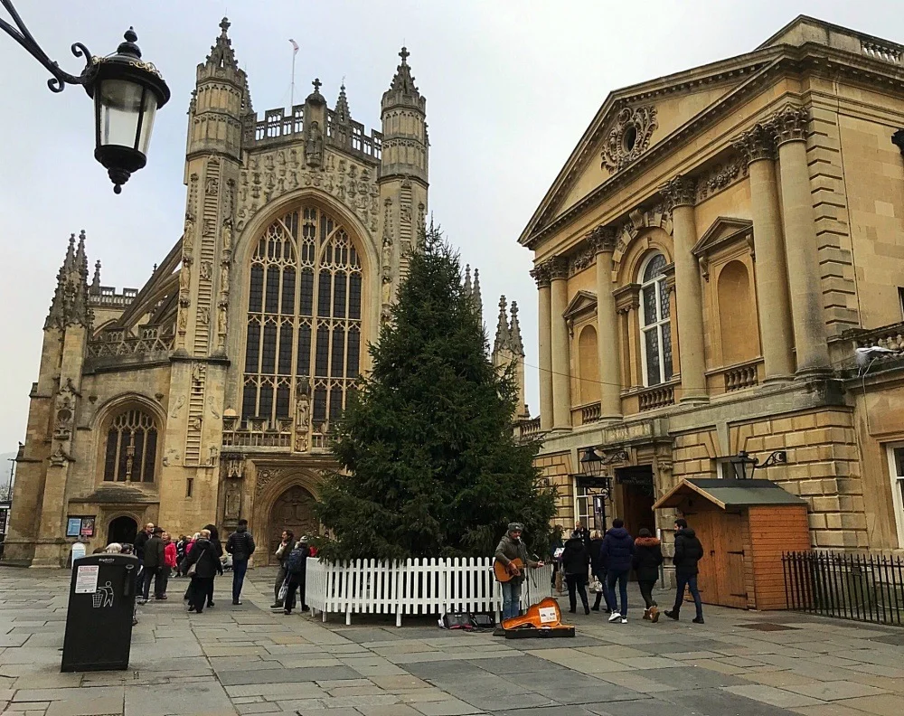 Bath Abbey Christmas market in Bath Photo Heatheronhertravels.com