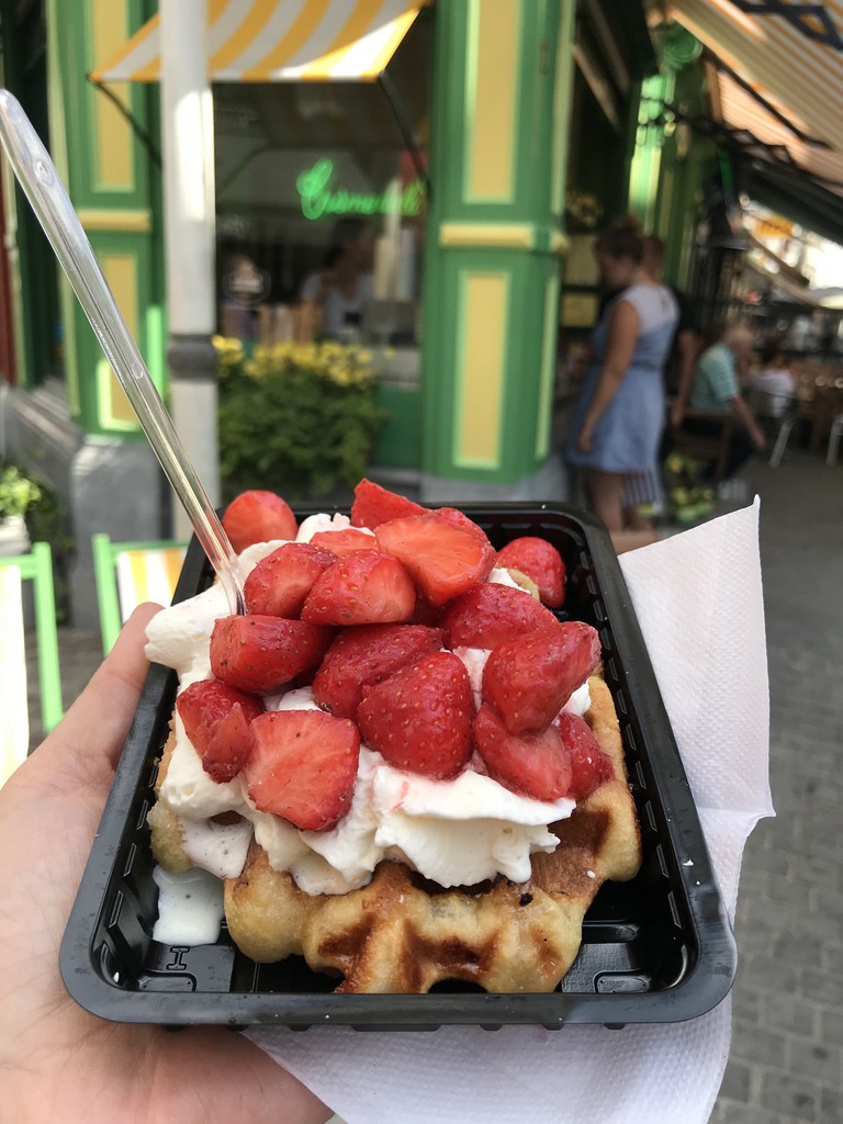 Strawberry waffles in Antwerp