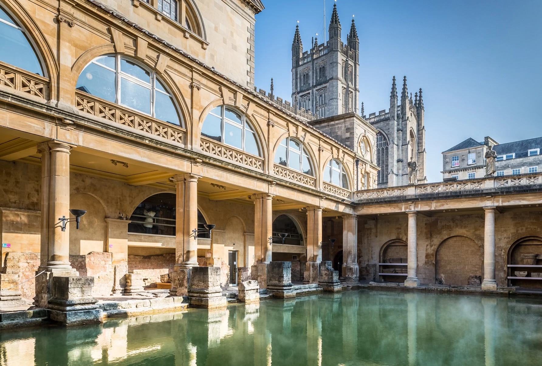 Great Bath and Bath Abbey Photo: Roman Baths