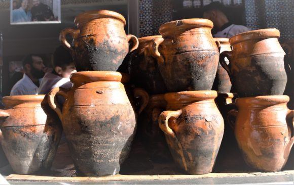 Tangia jars in a Marrakech restaurant